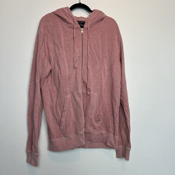 All Saints men zip up hoodie XL 100% cotton grunge punk - Picture 1 of 10